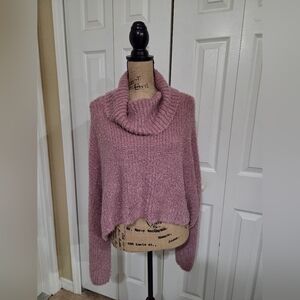 Altar'd State New Pink Cowl Neck Cropped Sweater Size L